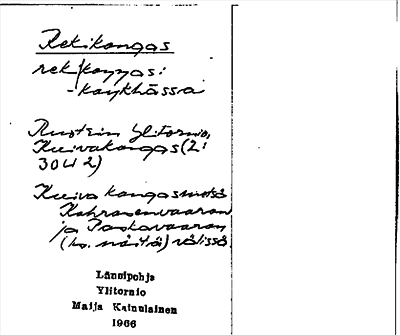 Bild på arkivkortet för arkivposten Rekikangas