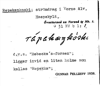 Bild på arkivkortet för arkivposten Repekankoski