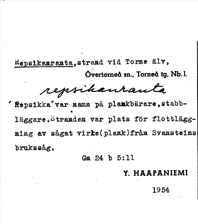 Bild på arkivkortet för arkivposten Repsikanranta