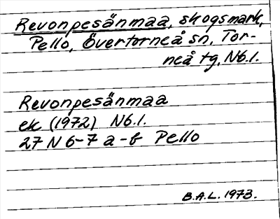 Bild på arkivkortet för arkivposten Revonpesänmaa