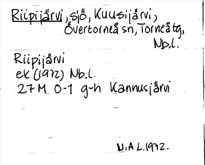 Bild på arkivkortet för arkivposten Riipijärvi
