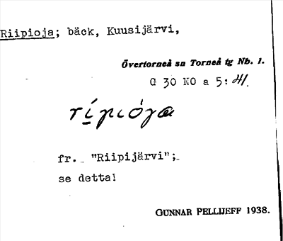 Bild på arkivkortet för arkivposten Riipioja