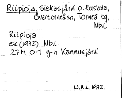 Bild på arkivkortet för arkivposten Riipioja