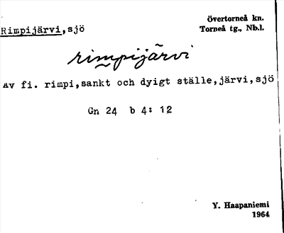 Bild på arkivkortet för arkivposten Rimpijärvi