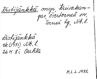 Bild på arkivkortet för arkivposten Ristijänkkä