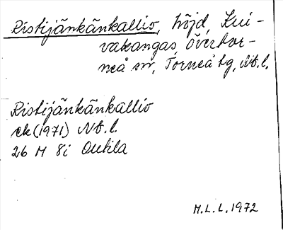 Bild på arkivkortet för arkivposten Ristijänkänkallio