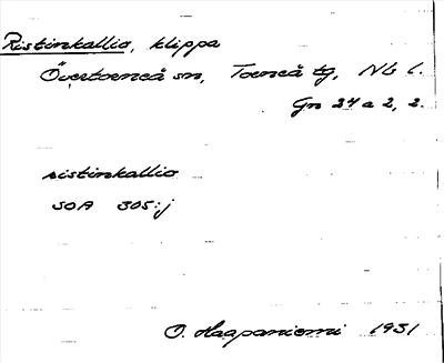 Bild på arkivkortet för arkivposten Ristinkallio
