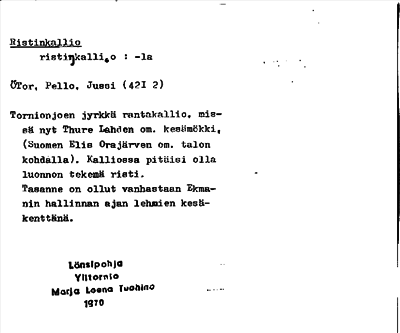 Bild på arkivkortet för arkivposten Ristinkallio
