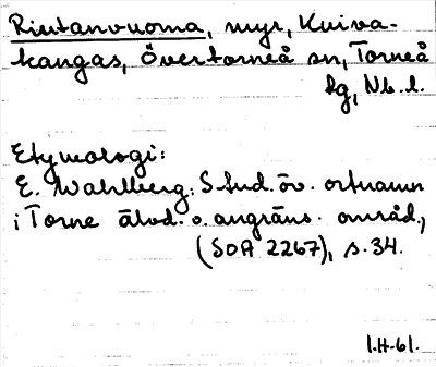 Bild på arkivkortet för arkivposten Riutanvuoma