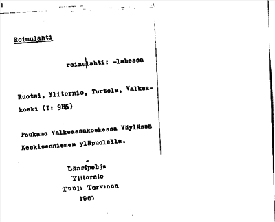 Bild på arkivkortet för arkivposten Roimulahti