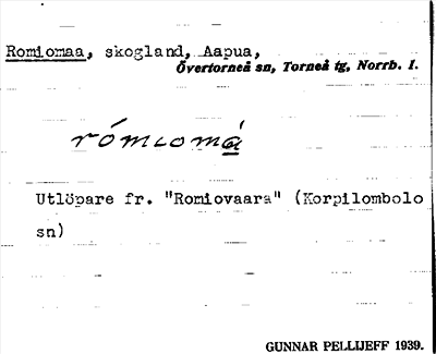 Bild på arkivkortet för arkivposten Romiomaa