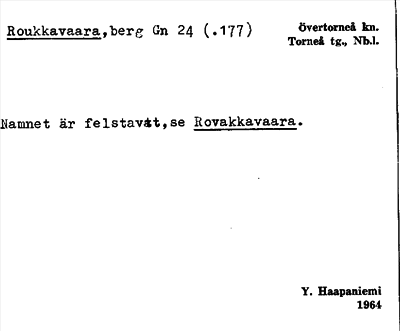 Bild på arkivkortet för arkivposten Roukkavaara, se Rovakkavaara