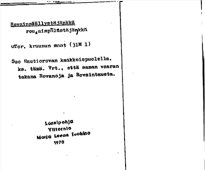 Bild på arkivkortet för arkivposten Rovainpäällystäjänkkä