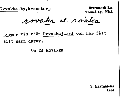 Bild på arkivkortet för arkivposten Rovakka