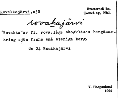 Bild på arkivkortet för arkivposten Rovakkajärvi