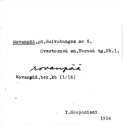 Bild på arkivkortet för arkivposten Rovanpää