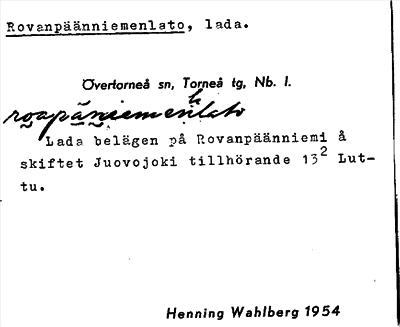 Bild på arkivkortet för arkivposten Rovanpäänniemenlato