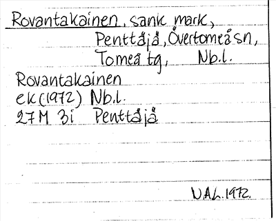 Bild på arkivkortet för arkivposten Rovantakainen