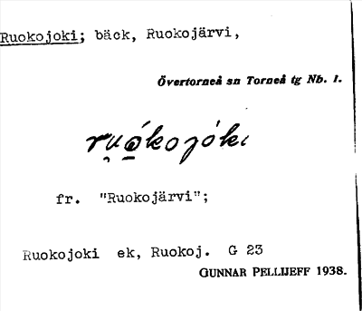 Bild på arkivkortet för arkivposten Ruokojoki