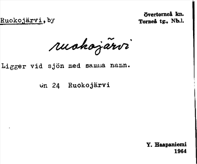 Bild på arkivkortet för arkivposten Ruokojärvi