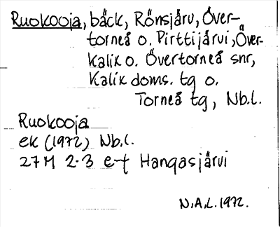 Bild på arkivkortet för arkivposten Ruokooja