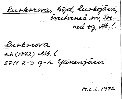 Bild på arkivkortet för arkivposten Ruokorova