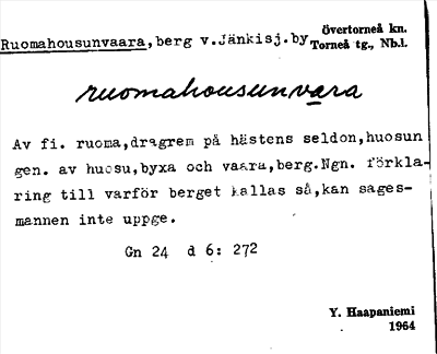 Bild på arkivkortet för arkivposten Ruomahousunvaara