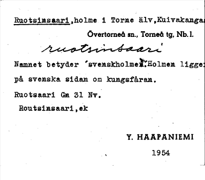 Bild på arkivkortet för arkivposten Ruotsinsaari