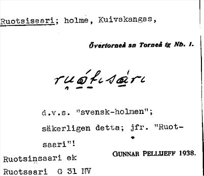 Bild på arkivkortet för arkivposten Ruotsisaari