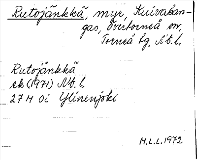 Bild på arkivkortet för arkivposten Rutojänkkä