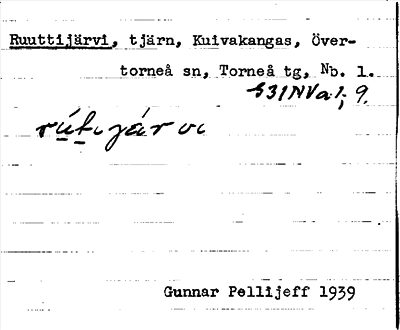 Bild på arkivkortet för arkivposten Ruuttijärvi