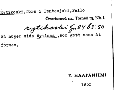 Bild på arkivkortet för arkivposten Rytikoski