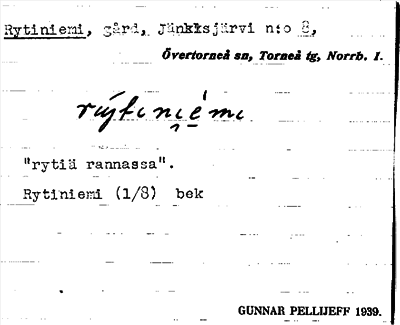 Bild på arkivkortet för arkivposten Rytiniemi