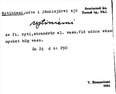Bild på arkivkortet för arkivposten Rytiniemi