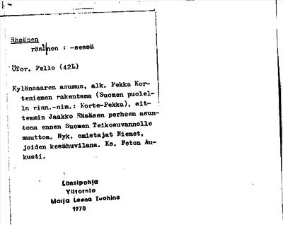 Bild på arkivkortet för arkivposten Räsänen