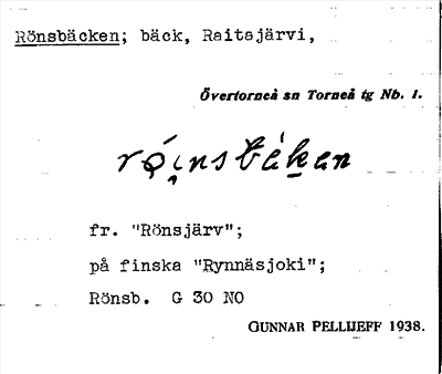 Bild på arkivkortet för arkivposten Rönsbäcken
