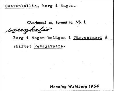 Bild på arkivkortet för arkivposten Saarenkallio