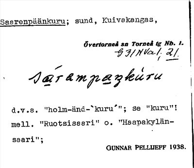 Bild på arkivkortet för arkivposten Saarenpäänkuru