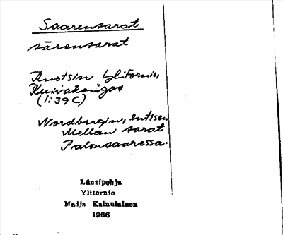 Bild på arkivkortet för arkivposten Saarensarot