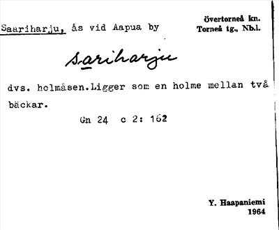 Bild på arkivkortet för arkivposten Saariharju