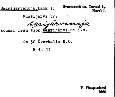 Bild på arkivkortet för arkivposten Saarijärvenoja