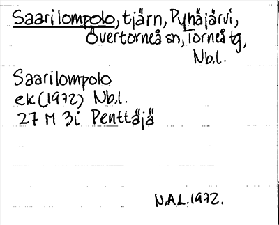 Bild på arkivkortet för arkivposten Saarilompolo