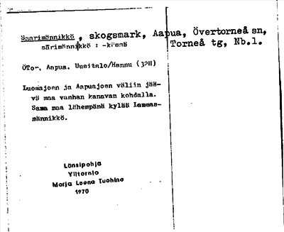 Bild på arkivkortet för arkivposten Saarimännikkö