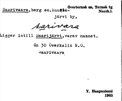 Bild på arkivkortet för arkivposten Saarivaara