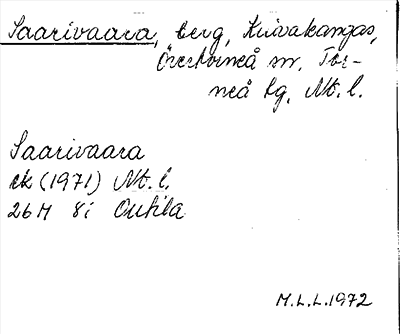 Bild på arkivkortet för arkivposten Saarivaara