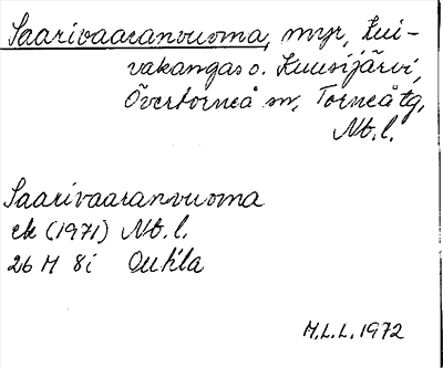 Bild på arkivkortet för arkivposten Saarivaaranvuoma