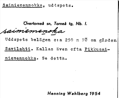 Bild på arkivkortet för arkivposten Sainiemennokka