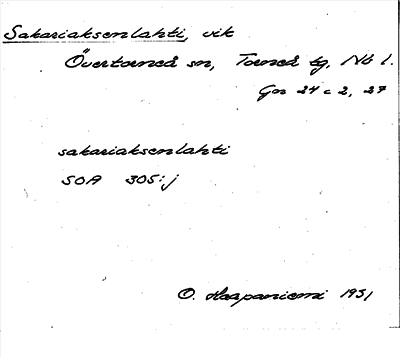 Bild på arkivkortet för arkivposten Sakariaksenlahti