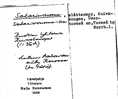 Bild på arkivkortet för arkivposten Sakarinvuoma