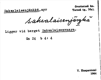 Bild på arkivkortet för arkivposten Saksalaisenjänkkä